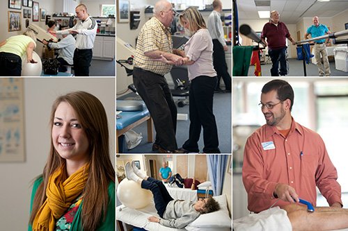 best physical therapy on the eastern shore collage of patients being helped by therapists